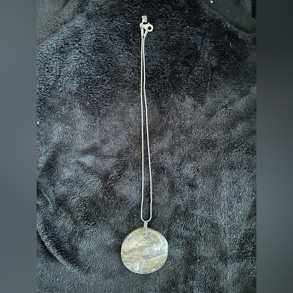 SILPADA Sterling Silver Large Round hammered wavy disc Necklace~#N1496